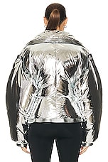 TOM FORD Laminated Down Fitted Jacket in Silver, view 4, click to view large image.