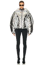 TOM FORD Laminated Down Fitted Jacket in Silver, view 5, click to view large image.