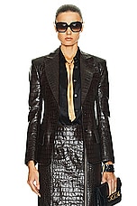TOM FORD Croco Leather Jacket in Chocolate Ombre, view 1, click to view large image.