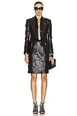 TOM FORD Croco Leather Jacket in Chocolate Ombre, view 5, click to view large image.