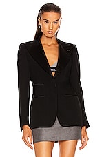 TOM FORD Single Breasted Tuxedo Blazer in Black, view 2, click to view large image.