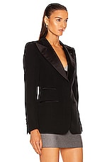 TOM FORD Single Breasted Tuxedo Blazer in Black, view 3, click to view large image.