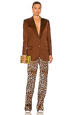 TOM FORD Logo Waist Leopard PJ Pant in Black & Beige, view 4, click to view large image.