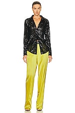 TOM FORD Satin Pant in Charteuse Citrine, view 4, click to view large image.