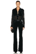 TOM FORD Velvet Tuxedo Flared Pant in Black, view 4, click to view large image.