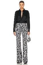 TOM FORD Leopard Printed Flare Pant in Chalk & Black, view 4, click to view large image.