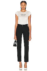 TOM FORD Twill Boyfriend Fit Belted Pant in Black, view 4, click to view large image.