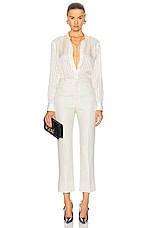 TOM FORD Striped Tailored Pant in Ecru & Black, view 4, click to view large image.
