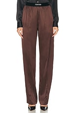 TOM FORD Satin PJ Pant in Dark Brown, view 1, click to view large image.
