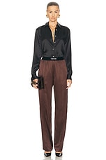 TOM FORD Satin PJ Pant in Dark Brown, view 5, click to view large image.
