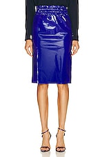 TOM FORD Textured Leather Midi Skirt in Ocean, view 1, click to view large image.