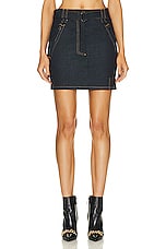 TOM FORD Lightweight Denim Belted Mini Skirt in Dark Indigo, view 1, click to view large image.
