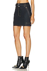 TOM FORD Lightweight Denim Belted Mini Skirt in Dark Indigo, view 3, click to view large image.