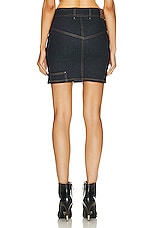 TOM FORD Lightweight Denim Belted Mini Skirt in Dark Indigo, view 4, click to view large image.