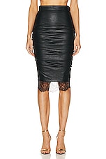TOM FORD Faux Leather Ruched Skirt in Black, view 1, click to view large image.