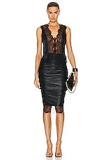 TOM FORD Faux Leather Ruched Skirt in Black, view 4, click to view large image.