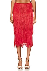 TOM FORD Fringe Pencil Skirt in Candy Red, view 1, click to view large image.