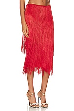 TOM FORD Fringe Pencil Skirt in Candy Red, view 2, click to view large image.