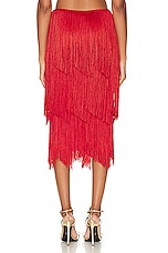 TOM FORD Fringe Pencil Skirt in Candy Red, view 3, click to view large image.