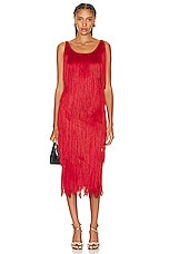 TOM FORD Fringe Pencil Skirt in Candy Red, view 4, click to view large image.