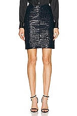 TOM FORD Glossy Croco Embossed Goat Leather Skirt in Deep Blue, view 1, click to view large image.