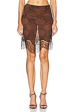 TOM FORD Ramage Tattoo Lace Skirt in Coconut Brown & Black, view 1, click to view large image.