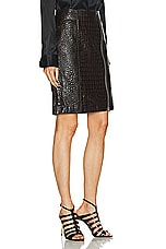 TOM FORD Croco Leather Zip Skirt in Chocolate Ombre, view 2, click to view large image.