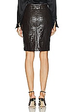 TOM FORD Croco Leather Zip Skirt in Chocolate Ombre, view 4, click to view large image.