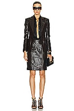 TOM FORD Croco Leather Zip Skirt in Chocolate Ombre, view 5, click to view large image.