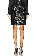 TOM FORD Glossy Croco Leather Skirt in Black, view 1, click to view large image.
