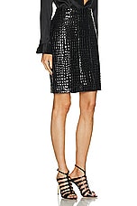 TOM FORD Glossy Croco Leather Skirt in Black, view 2, click to view large image.
