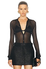 TOM FORD Perforated Rib Shirt in Black, view 1, click to view large image.