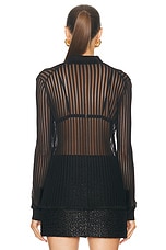 TOM FORD Perforated Rib Shirt in Black, view 3, click to view large image.
