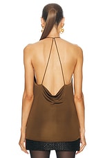 TOM FORD Cowl Collar Tank Top in Bronze Olive, view 3, click to view large image.