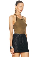 TOM FORD Racerback Tank Top in Olive, view 2, click to view large image.