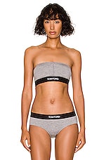 TOM FORD Logo Bandeau Bra Top in Grey Melange, view 1, click to view large image.