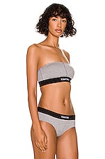 TOM FORD Logo Bandeau Bra Top in Grey Melange, view 2, click to view large image.