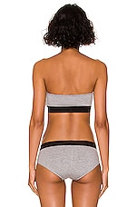 TOM FORD Logo Bandeau Bra Top in Grey Melange, view 3, click to view large image.