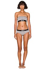 TOM FORD Logo Bandeau Bra Top in Grey Melange, view 4, click to view large image.