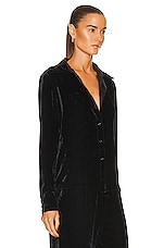 TOM FORD Velvet Buttoned Fitted Shirt in Black, view 2, click to view large image.