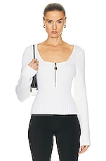 TOM FORD Square Neck Zipped Top in Chalk, view 1, click to view large image.