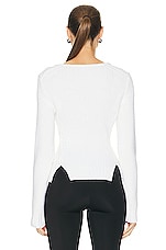 TOM FORD Square Neck Zipped Top in Chalk, view 3, click to view large image.