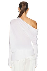 TOM FORD Cashmere Off The Shoulder Top in Chalk, view 4, click to view large image.