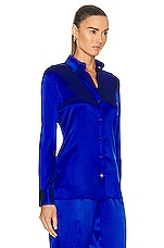 TOM FORD Stretch Classic Shirt in Cobalt Blue, view 2, click to view large image.
