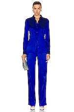 TOM FORD Stretch Classic Shirt in Cobalt Blue, view 4, click to view large image.