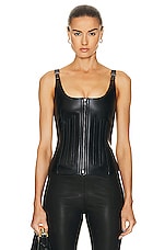 TOM FORD Leather Zipped Corset Top in Black, view 1, click to view large image.
