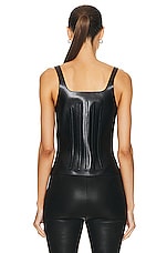 TOM FORD Leather Zipped Corset Top in Black, view 3, click to view large image.