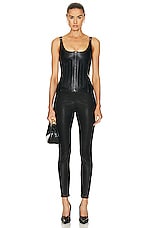 TOM FORD Leather Zipped Corset Top in Black, view 4, click to view large image.