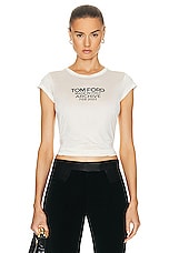 TOM FORD Logo Fitted T-shirt in Chalk & Black, view 1, click to view large image.