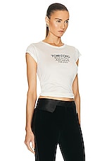 TOM FORD Logo Fitted T-shirt in Chalk & Black, view 2, click to view large image.